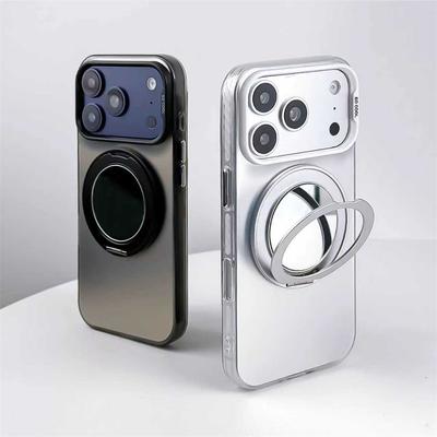 Rotating Damper Stand Strong Magnetic Phone Case For iPhone 17 16 15 14 13 12 11 Pro Max Air 17E 16E Plus Frosted Laser Cover