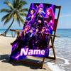 Custom Name Personalized KPop Demon Hunters Print Beach Towel, for Trip Camping Beach Party Home Decor, Birthday Gift for Family & Friends