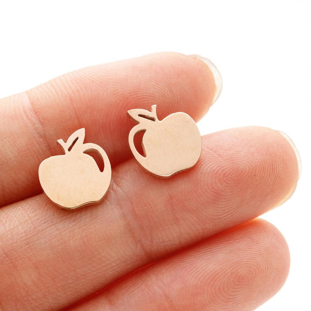 Fashionable Christmas Eve Sweet Apple Stud Earrings in Stainless Steel