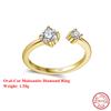 Effie Queen 925 Solid Sterling Silver 14k Gold Oval Shaped Moissanite Ring Ideal Jewelry for Women Wedding Party Banquet MOR16