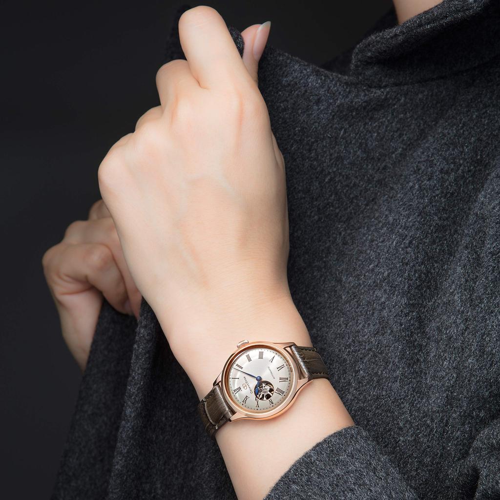 Orient Star RK-ND0003S Women's Automatic Watch, Classic Semi-Skeleton, Mechanical, Made in Japan, with 2-Year Manufacturer's Warranty, Open Heart,