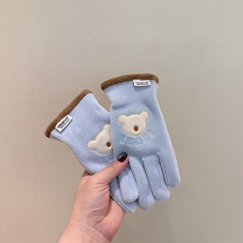 Kids Winter Warm Fleece Lined Fingered Gloves Outdoor Cycling Windproof Cold Weather Protection Unisex