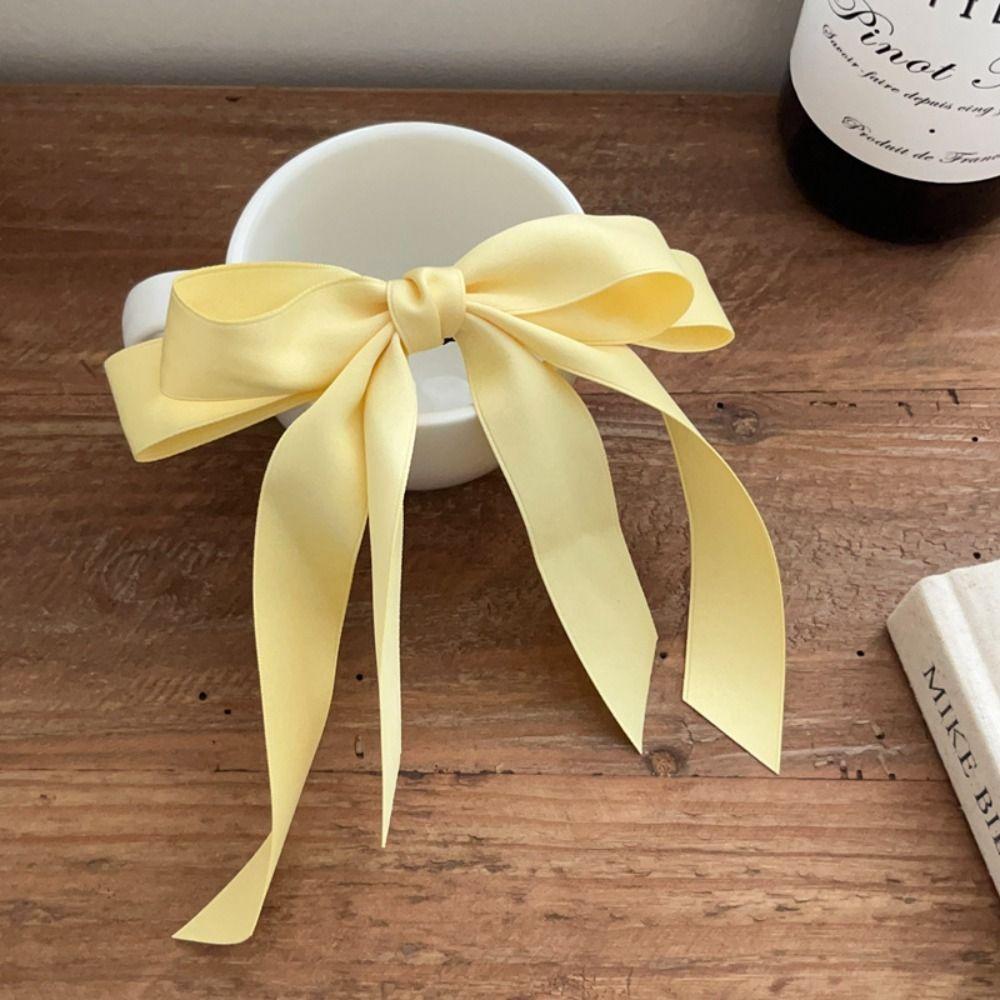 

Solid Bowknot Hair Clip Ballet Braiding Hair Tool Simple Spring Barrettes Women Girls жовтий