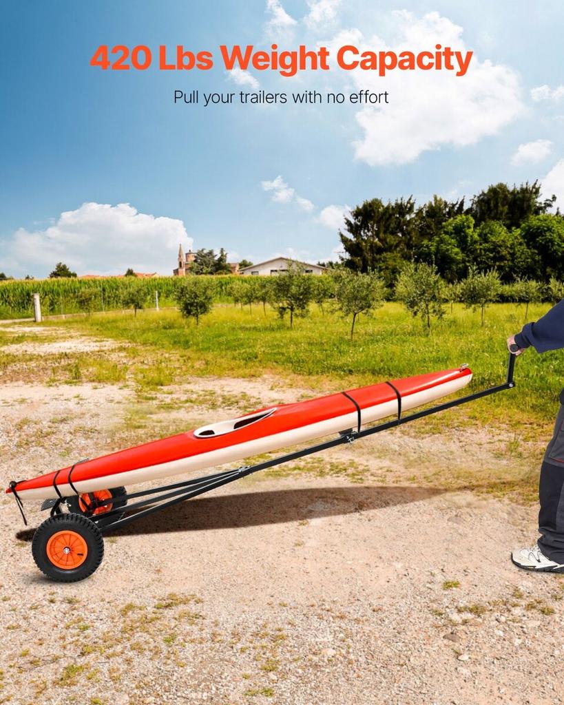 420lbs Boat Trailer Dolly Mover Adjustable Length with 15.7 In Pneumatic Tires