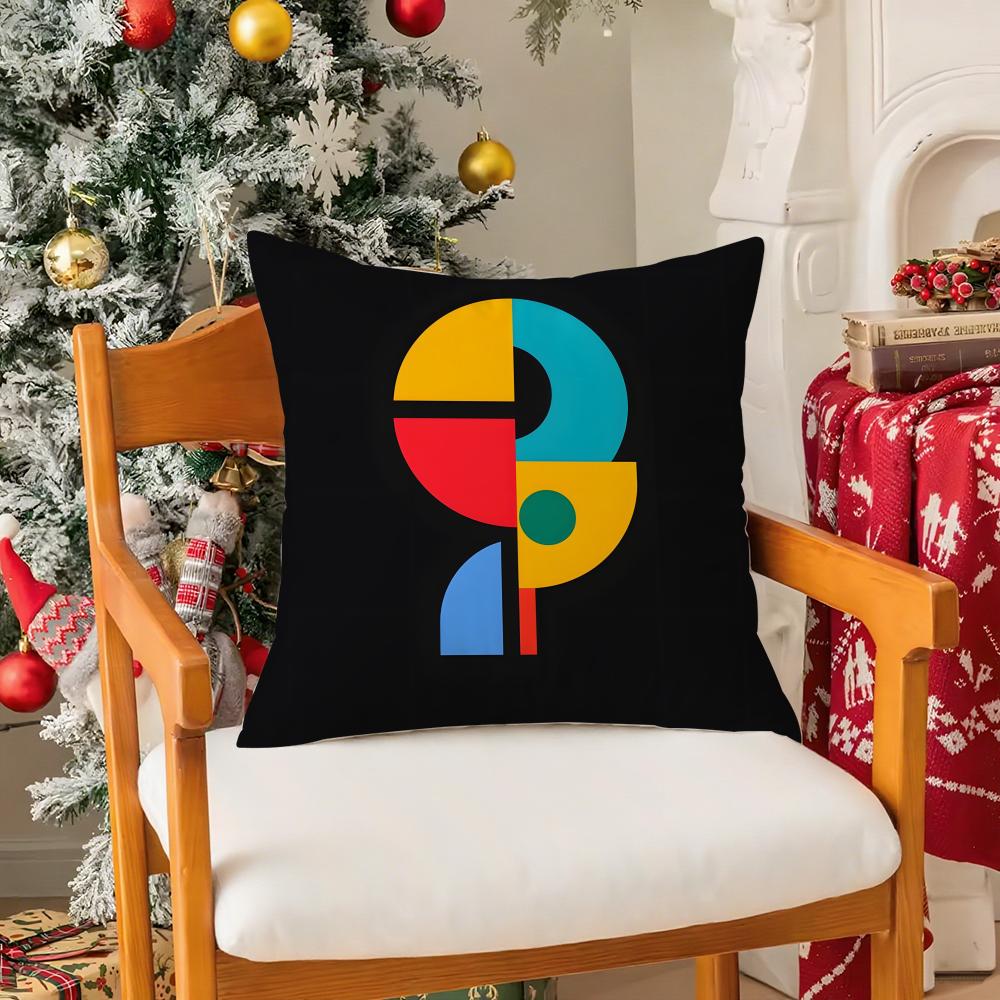 Abstract Painting PPiet Mondrian Art Pillow Case Silky Short Plush With Invisible Zipper Dustproof Sofa Cushion Cover