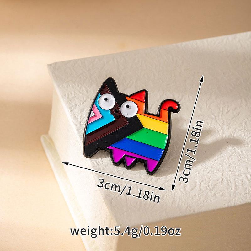 Rainbow Cute Cat Cartoon Animal Metal Brooch Colored Cat Drip Alloy Badge Clothing Backpack Accessories