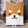 Cute Shiba Inu Face Flannel Blanket - Kawaii Pet Soft Cozy Throw for Sofa Bed Kids Room Gift