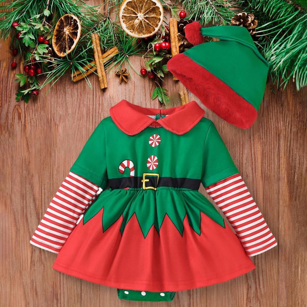 Girl Christmas Outfit Bodysuit Cute Newborn Clothes for Dress Up Carnival