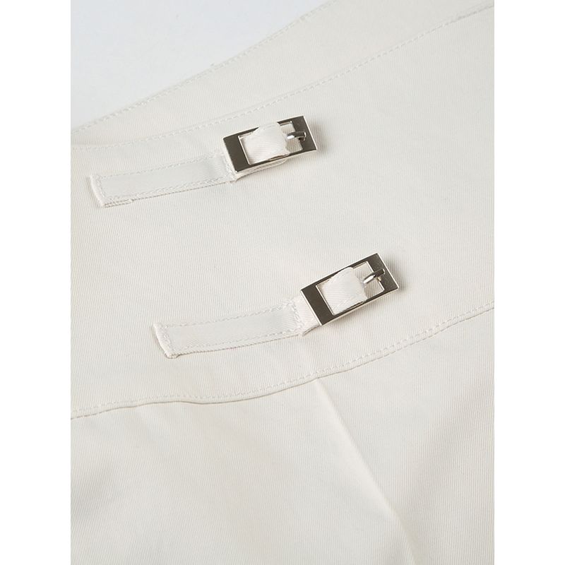 H Home European and American Women's Clothing Cleanfit Asymmetrical Waist Creamy-white Suit Pants Niche Style Low Waist Draped Casual Pants