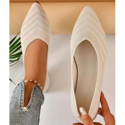 Neue 2024 Spitzschuh Flache Büro Boot Einfarbig Gestrickte Slip auf Schuhe Casual Ballett Wohnungen Schuhe Frauen Müßiggänger Zapatos De mujer
