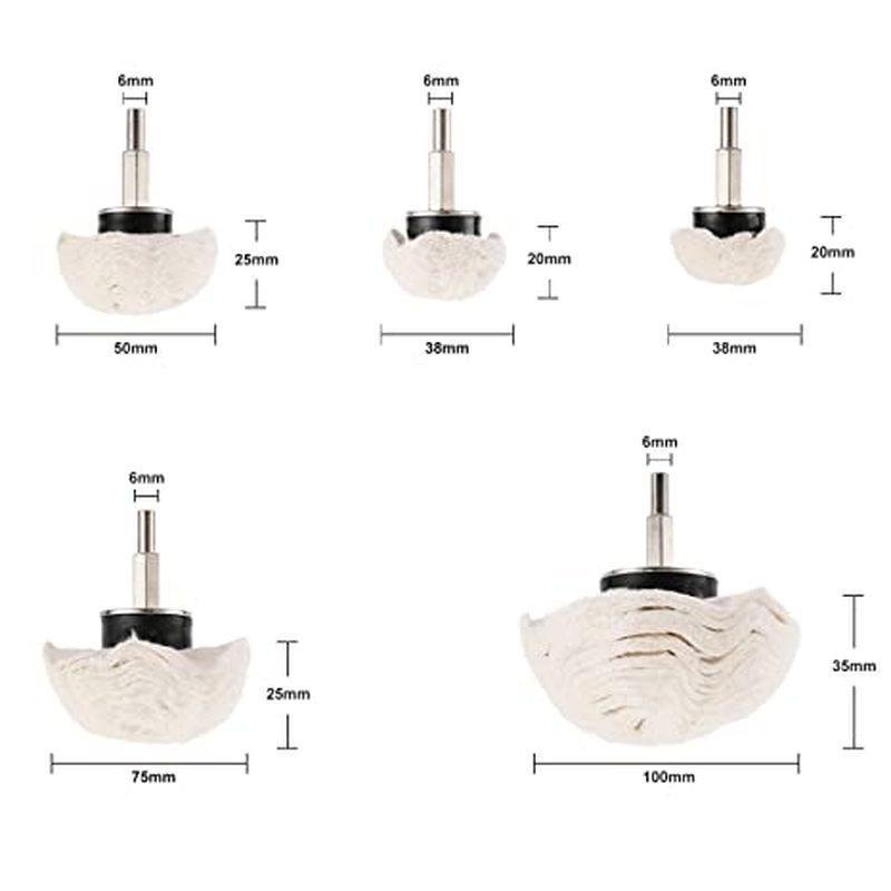 Set de roți de șlefuit 11 buc pentru burghiu, set de instrumente de lustruit, cap de șlefuit din bumbac cu arbore hexagonal de 1/4 inch pentru unelte rotative