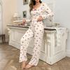 Women's Pajamas Bowknot Long Sleeve Pants Set Printed Set
