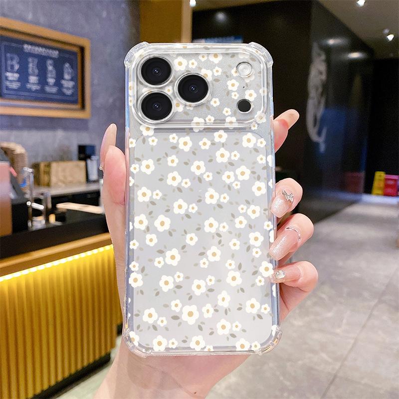 Applicable To iPhone15 Full Screen Floral Transparent Case Apple 16 Small Fresh Soft Girl Mobile Phone Case 17 All-inclusive Shock-proof Case