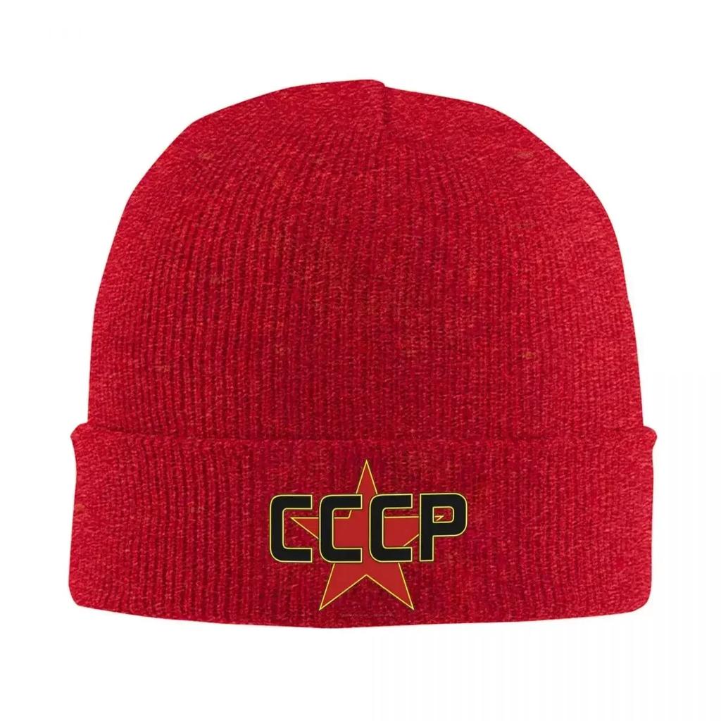 CCCP Over The Red Star Knit Hat Beanies Autumn Winter Hat Warm Casual Caps Unisex Women
