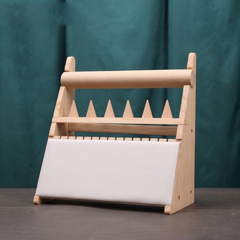 Elegant Wood Rings Holder Necklace Display Stand Fashionable Jewelry Display Rack Wood Texture for Jewelry Organization