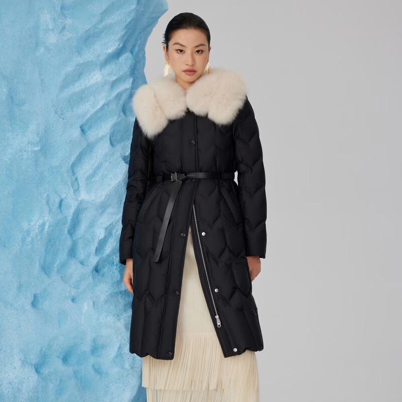 

Gejin Women s Thickened Mid-Length Fox Fur Collar Down Jacket L