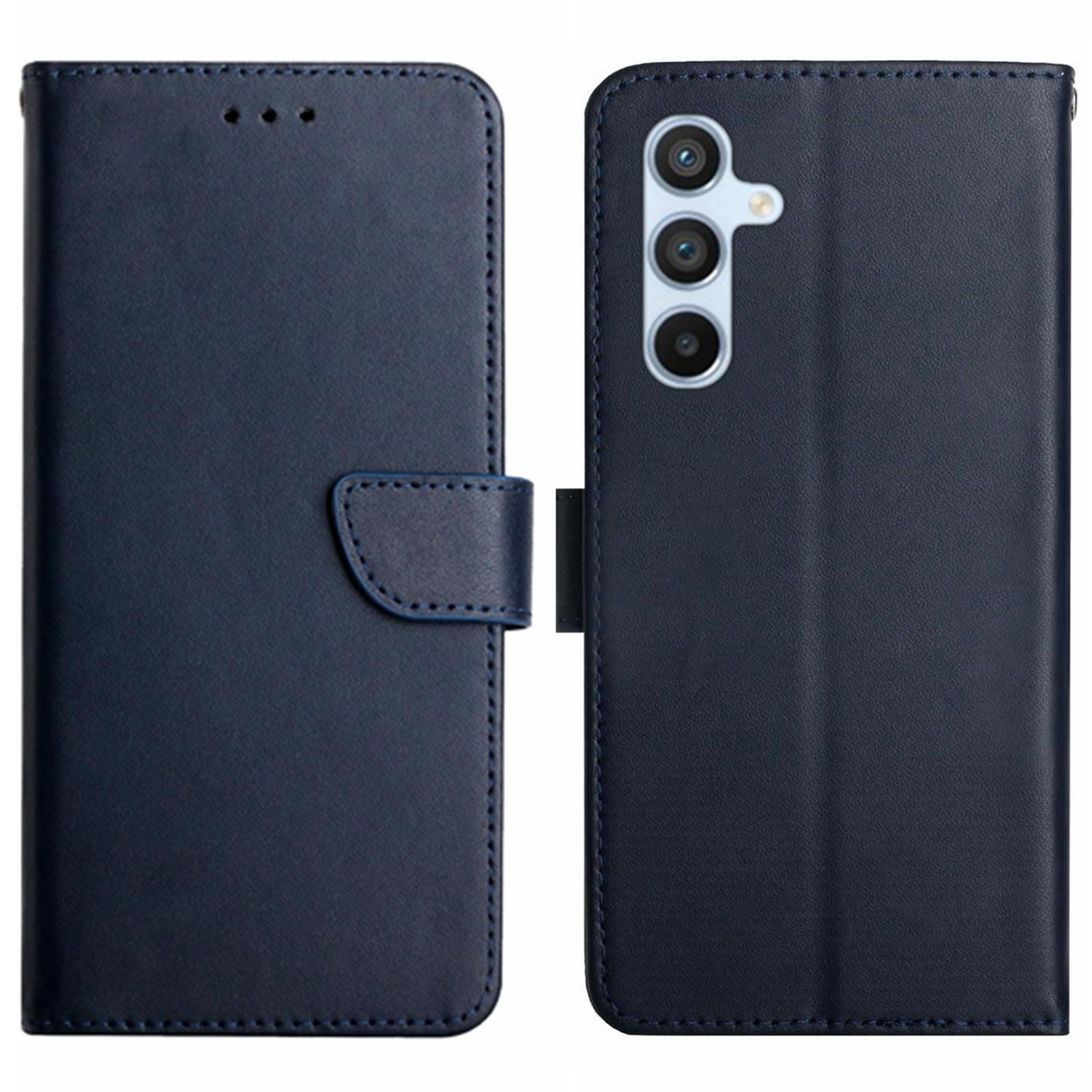 

HT02 For Samsung Galaxy A36 5G Case Genuine Cow Leather Phone Cover Nappa Texture Blue