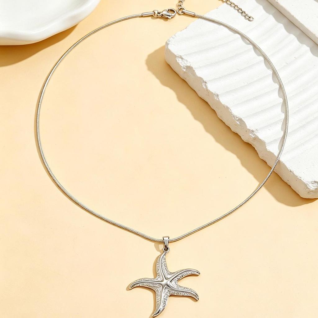 18K Gold Plated Stainless Steel Starfish Pendant Necklace
