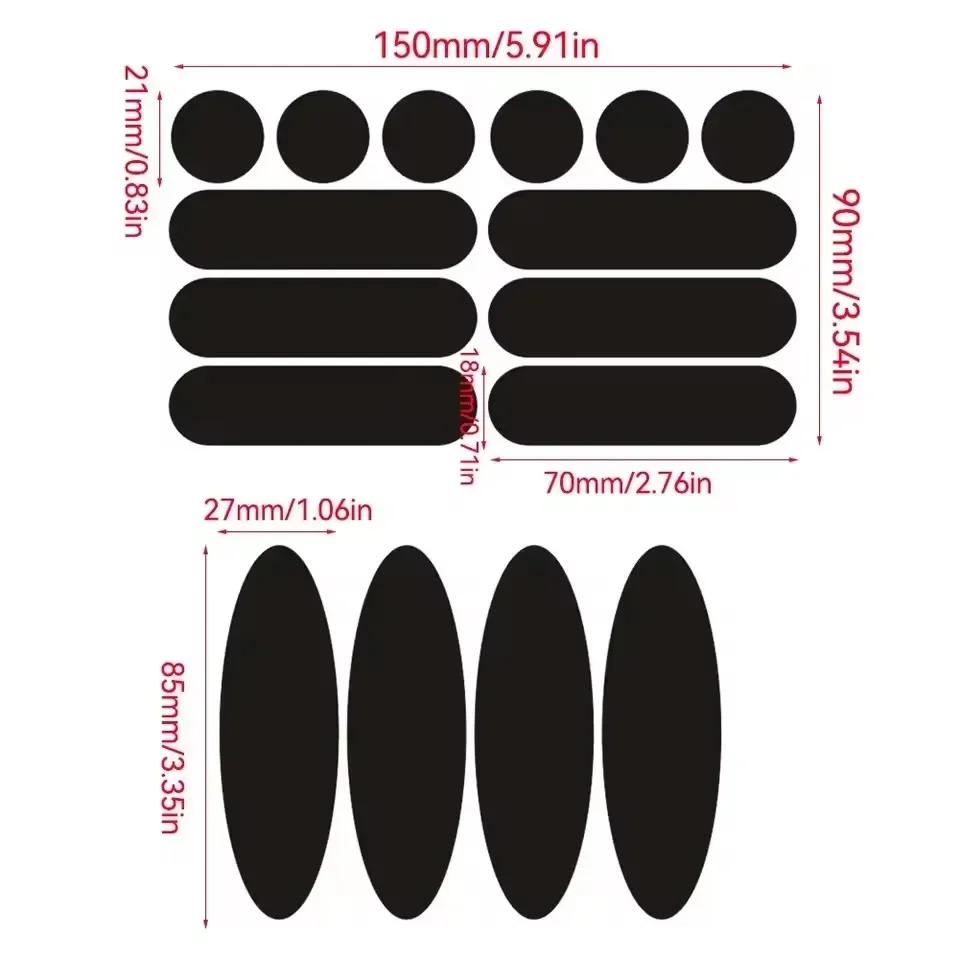 Motorcycle Helmet Invisible Black Reflective Stickers Round and Oval Wheel Arch Scratch Stickers Night-time Safety Warning