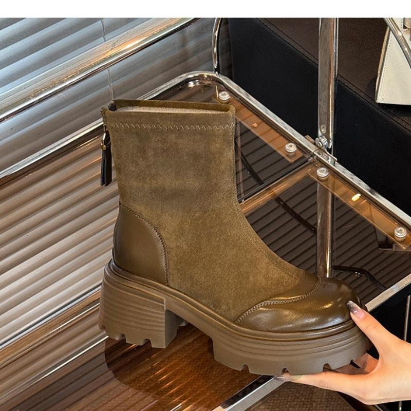 

Ретро ботинки Мартин женские 2025 осень и зима новые британский стиль маленький человек на толстой подошве повседневная мода универсальные на толстом каблуке короткие ботинки 40 хаки