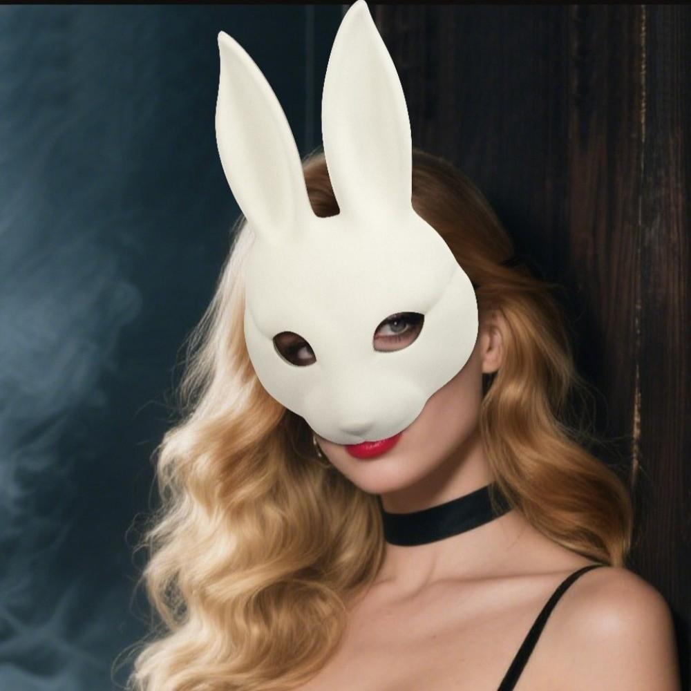 Rabbit Face PU Leather Mask Novelty DIY Rabbit Mask Rabbit Cosplay Mask  Party Masquerade