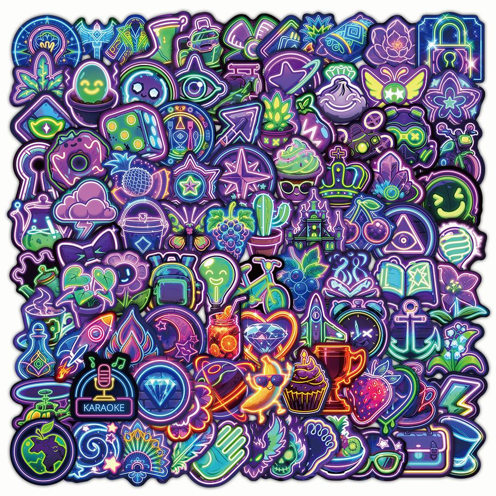 10/50/100/200pcs Funny Cute Cartoon Neon Graffiti Stickers Decals Toys Waterproof DIY Laptop Suitcase Diary Cool Sticker
