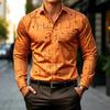 Essential Men's Geometric Pattern Long-Sleeve Shirt, Stylish & Versatile.