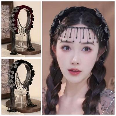 Korean Style Braid Flower Hair Hoop Sweet Rhinestone Party Celebration Tiara Exquisite Light Luxury Elegant Headband