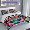 3PC Custom Name 80s Retro Party Vibes Bedding Set Printed  Bedding Set Duvet Cover Closure Includes 1 Duvet Cover & 320 Pillowcases for Bedroom