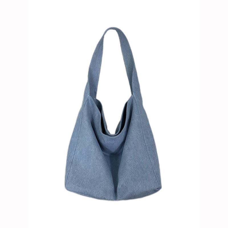 Korean large-capacity lazy wind denim canvas bag new niche commuter shoulder bag versatile underarm tote bag