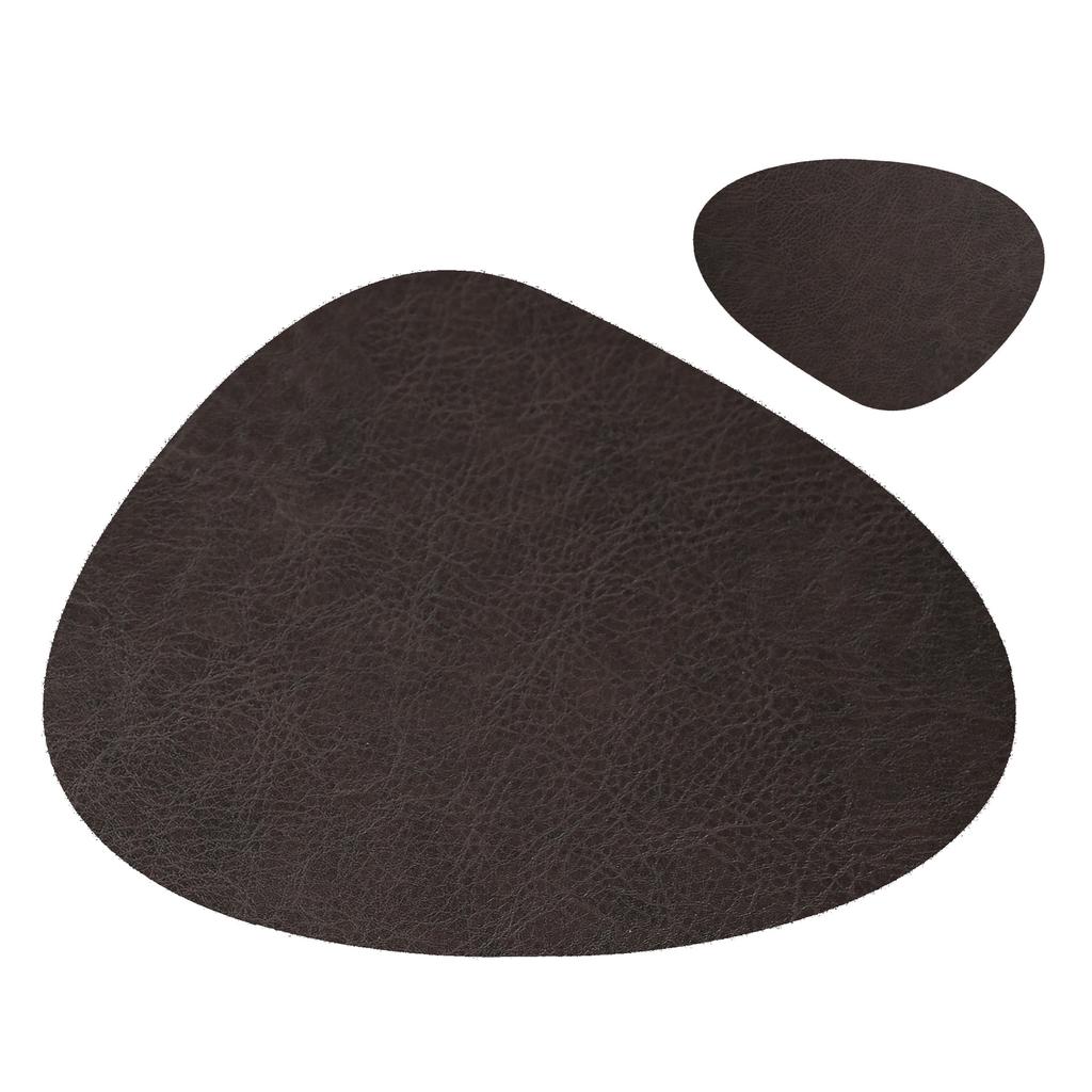 1/4/6Sets Irregular Faux Leather Placemats and Coaster Set Wrinkle Free Kitchen Dining Luxury Gift Nordic Cowhide Table Mats