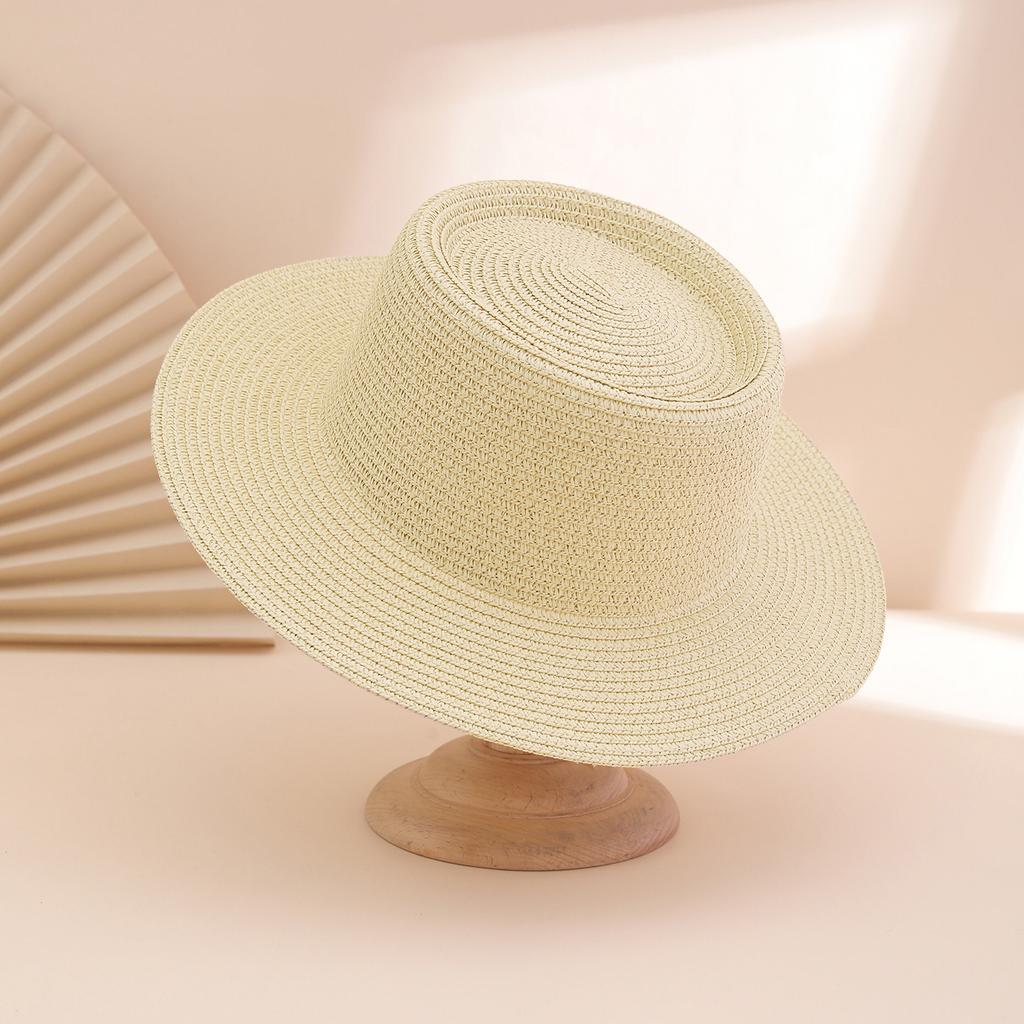 Women's Solid Color Wide Brim Foldable Straw Hat, Fashion Versatile Sun Protection Cap for Outdoor Travel Beach Vacation