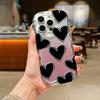 Black Love Heart Pattern Glitter Phone Case for iPhone 17 Air 16 15 14 11 Pro Max 16 15 Plus 13 12 Mini X Xs 8 Soft Cover Cases