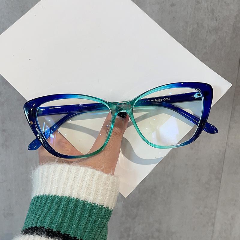 Stilvolle Katzenaugen-Lesebrille für Damen Trendige Lesebrille für Weitsichtige Damen Brille mit Farbverlauf Rahmen Blaulichtfilter Brille