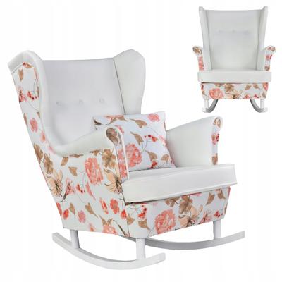Ari Print Duo Rocking Chair, Scandinavian, Family Furniture, White Flower