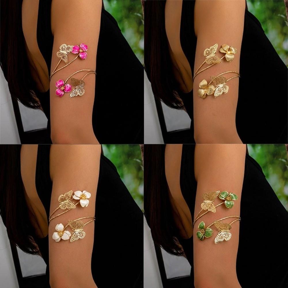 Emaille-Glasur Blumenarmband Tropföl Schmetterlingsarmband Exquisites Offenes Armreif Armzubehör