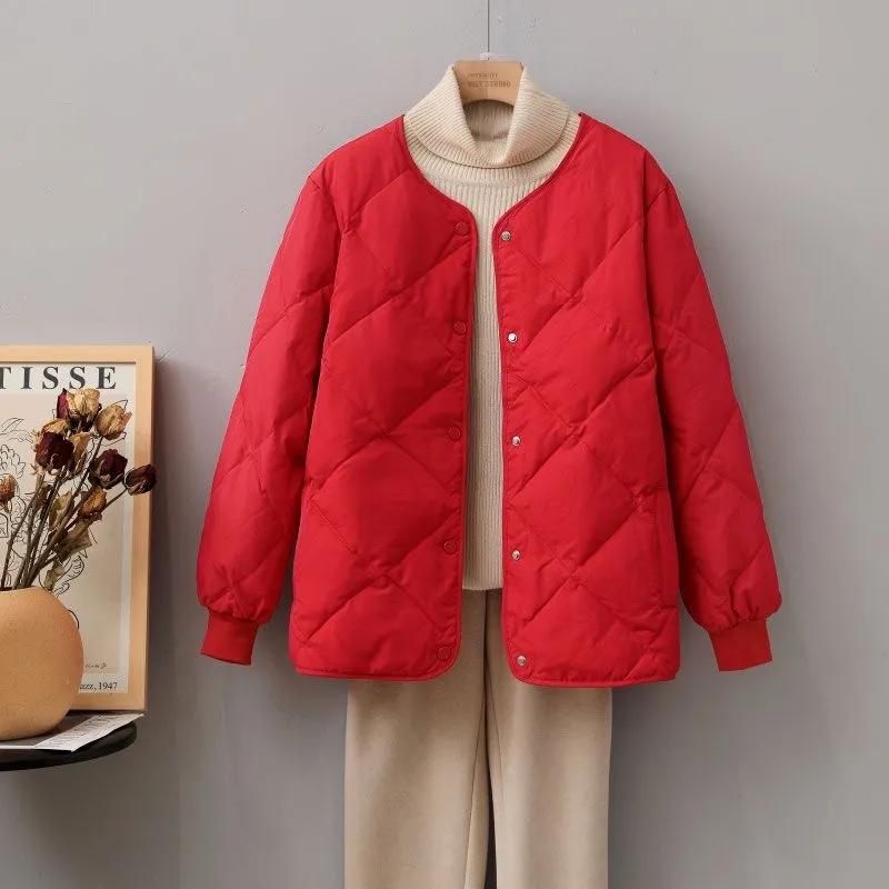 Giacca da Donna Corta Autunno/Inverno Trapuntata a Rombo Monocolore Minimalista Cappotto da Pendolare