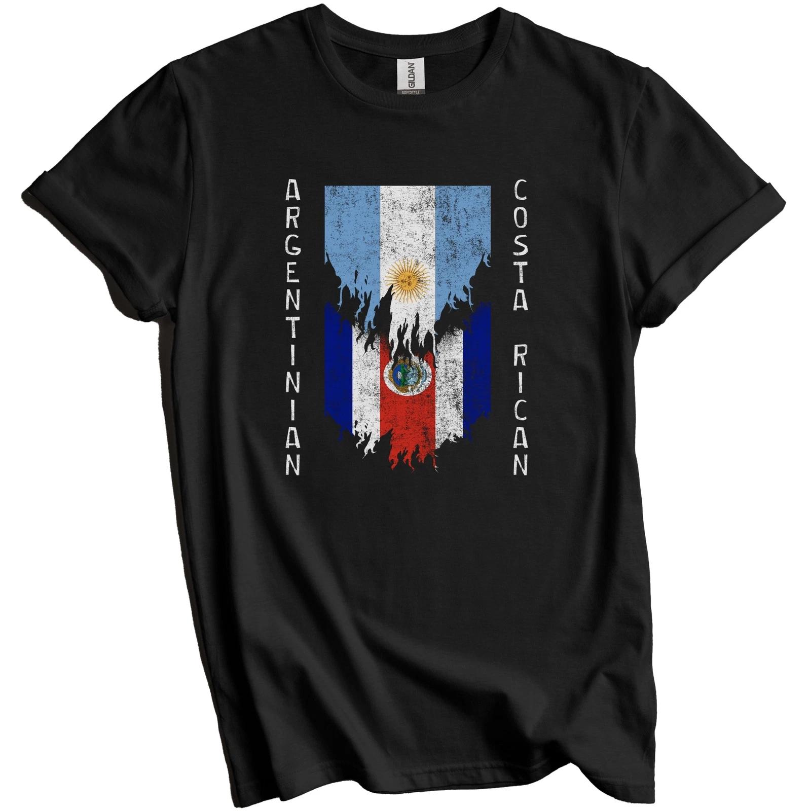 Argentinian Costa Rican Flags Ripped Torn Argentina Costa Rica T-Shirt L