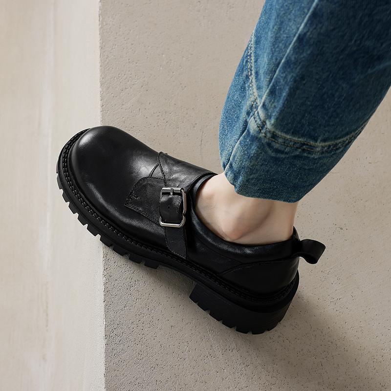 Fashion 2025 New Arrival Soft Genuine Leather Women Heels Shoes Round Toe Comfortable Fashion Casual Mid Heel Shoes Four Seasons Shoes