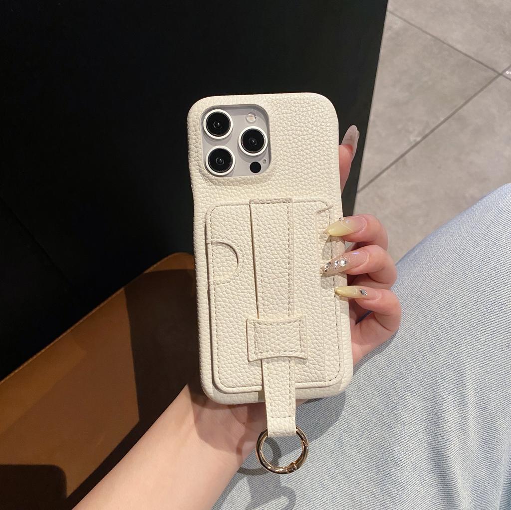Luxuriöse Brieftaschenhülle aus PU-Leder für iPhone 16, 15, 14 Plus, 13, 12, 11 Pro Max, Weiß, mit Kartenhalter, Handschlaufe, Ringverschluss