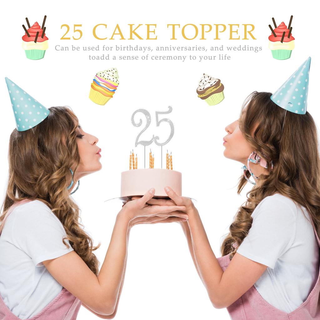 Birthday Cake Bling Cupcake Topper Decorate Rhinestone Party Decoration Anniversary