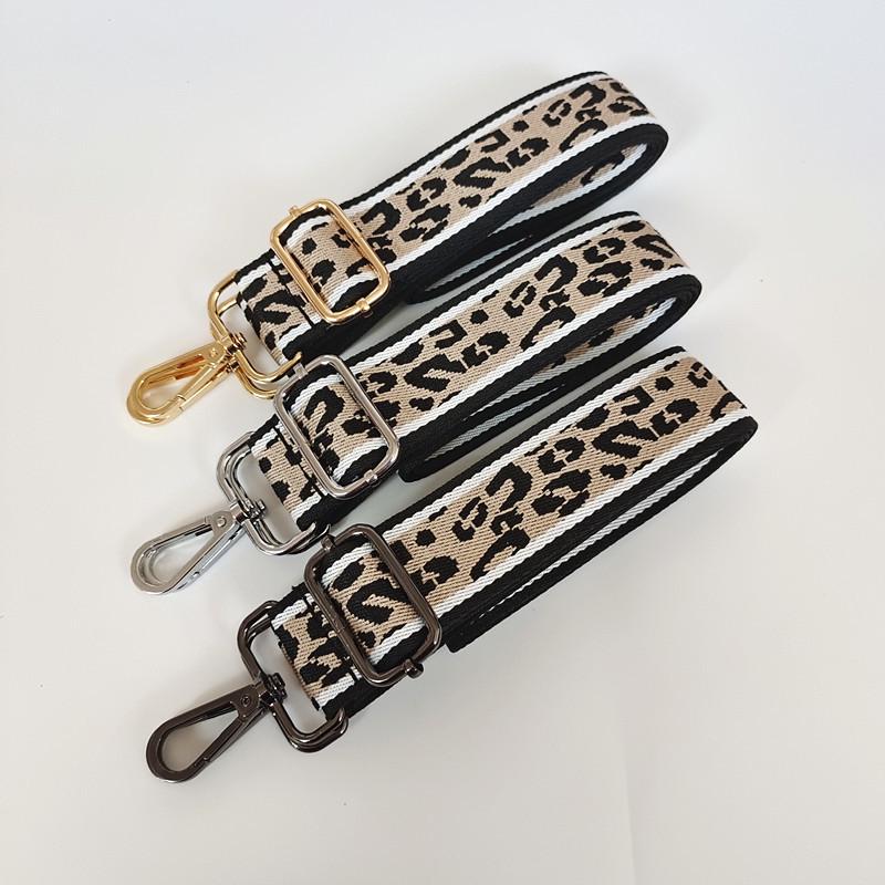 Women's Leopard Print Wide Canvas Shoulder Strap for Crossbody Bags