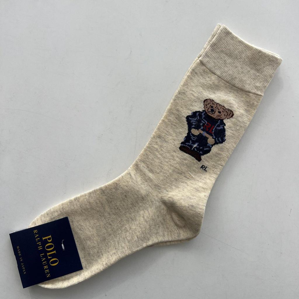Trendy Mid-Calf Women's Cotton Socks - Four Seasons Style with Cartoon Little Bear Design