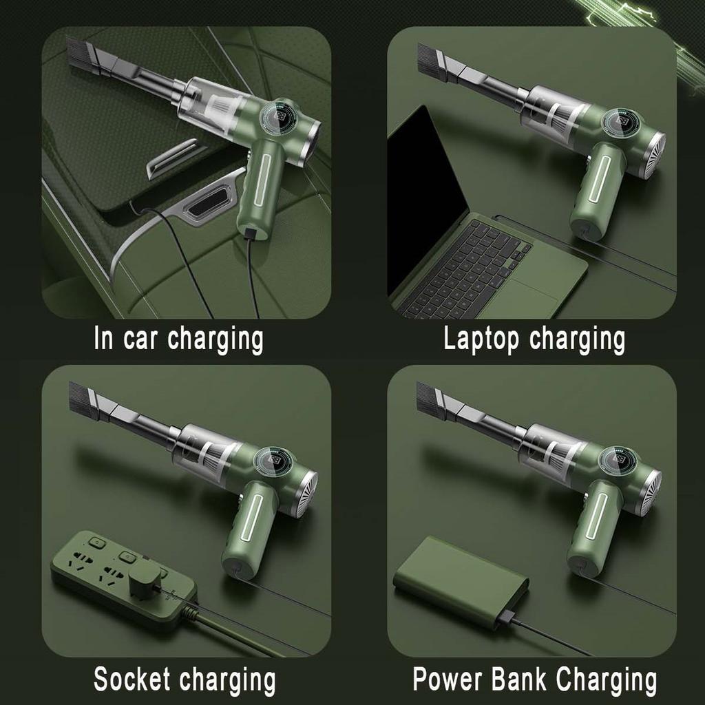 Digital Display Wireless Car Vacuum, High Power Handheld Strong Suction Cleaner for Home and Automobile Dual Application