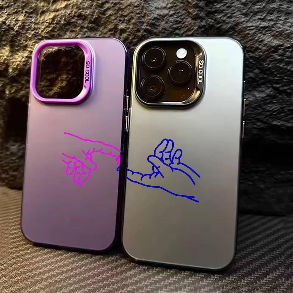 Hand in hand Loving couple Phone Case For iPhone 17 16 15 14 13 12 11 Pro Max Plus Silver candy Matte Cover