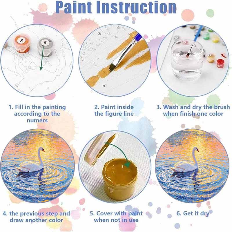 Digital oil painting kits featuring beautiful swan on lake. are ideal for professional art purposes and home wall decoration.