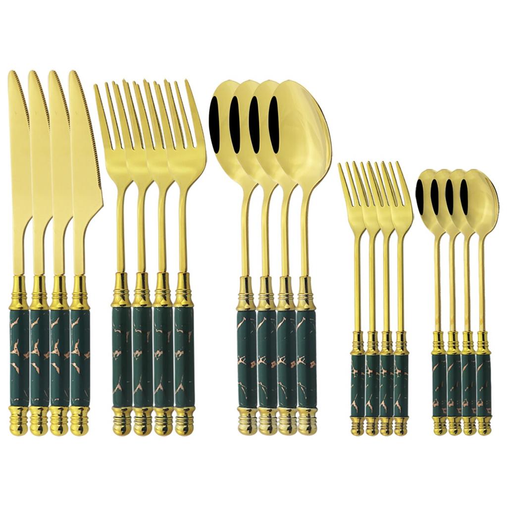 20-teiliges Keramik-Besteck-Set aus Edelstahl, Geschirr, Vintage-Messer, Gabel, Löffel, Geschirr, Küchen-Besteck-Set