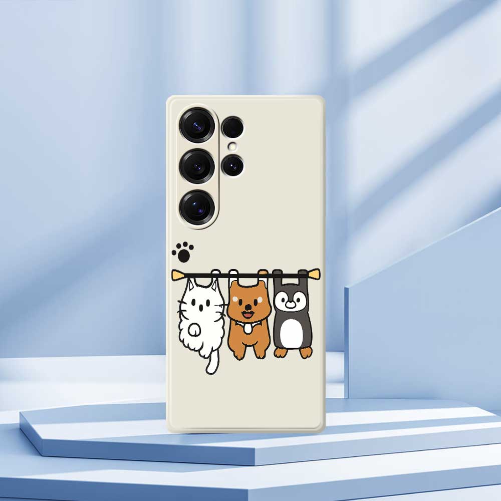 For Samsung Galaxy S25 Ultra Case Three Animal Dolls Pattern Printing Straight Edge TPU Phone Back Cover