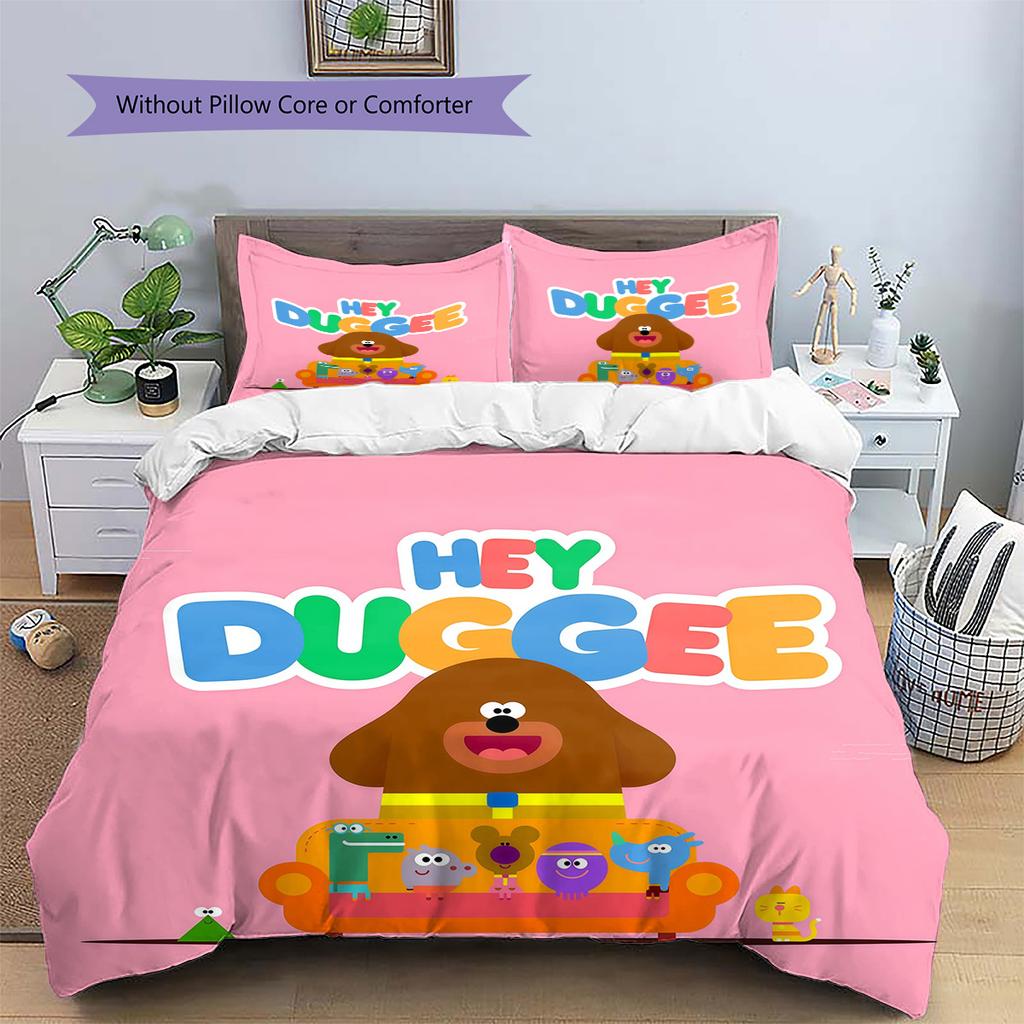 Hey Duggee Pattern Bedding Quilt Set Home Decoration Gift (1 * duvet cover + 2 * pillowcase without core)