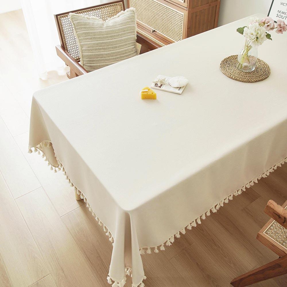 

Текстурированные скатерти с хлопковыми кисточками, скатерть для прямоугольного стола в фермерском стиле, прямоугольная скатерть для кухни, столовой, часть 90*90cm бежевый